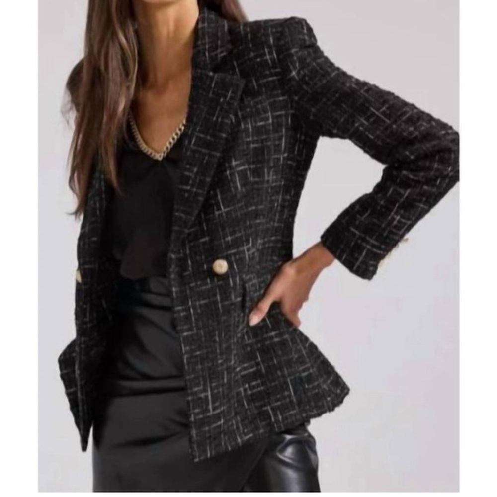 Generation Love - Irene Black and White Tweed Blazer - Size S